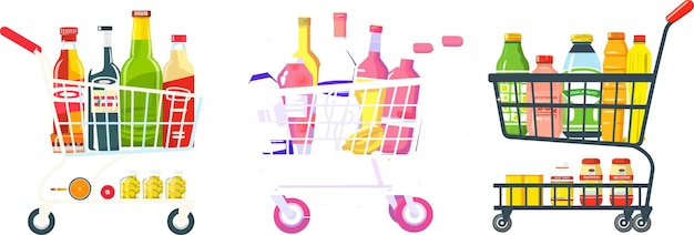 Vector grocery store trolley and cart illustration of the trolley and cart in the supermarket