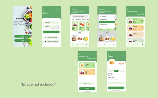 Vector grocery store ui design food delivery service screen online shopping concept