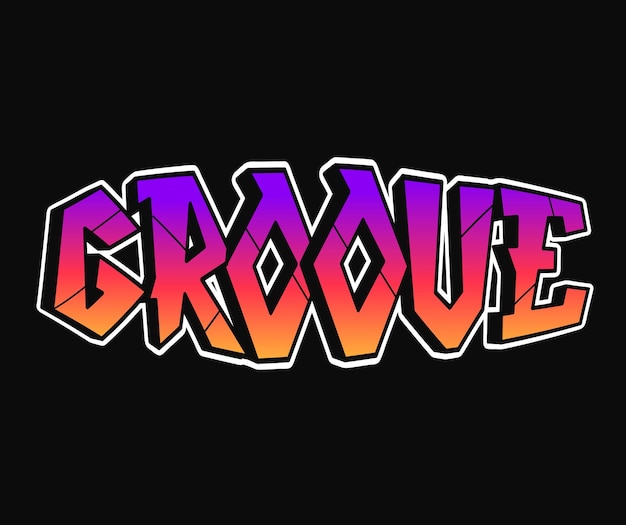 Groove word trippy psychedelic graffiti style letters