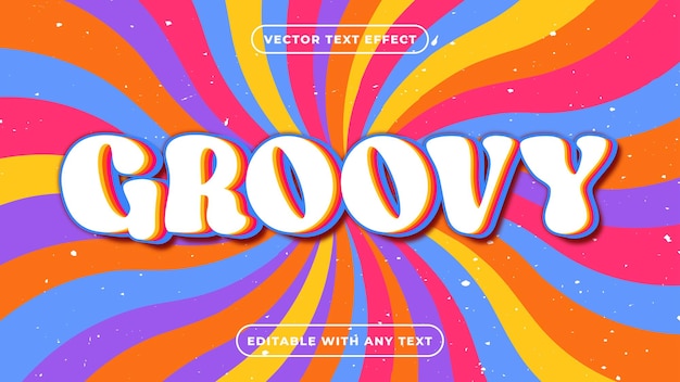 Groovy 70s and fun color editable text effect with graphic style layered can be customized