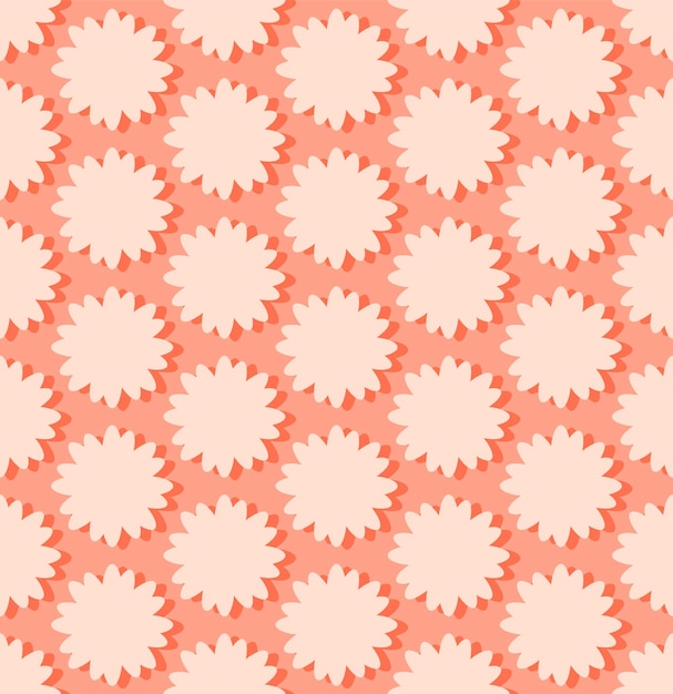 Groovy background Seamless bright repeat pattern of simple blooming flowers in 1970s psychedelic hippie style graphic decor ornament in retro design vector illustration