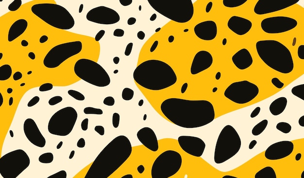 Groovy Cheetah Nostalgia Seamless Retro Animal Print in Black Yellow and Shapes