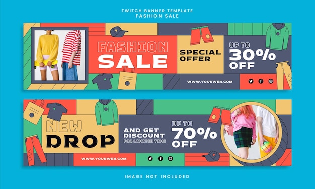 Groovy fashion sales twitch banner template