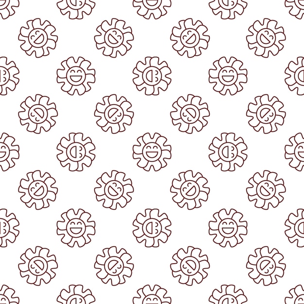 Groovy Funny Geometric Flower vector linear seamless pattern