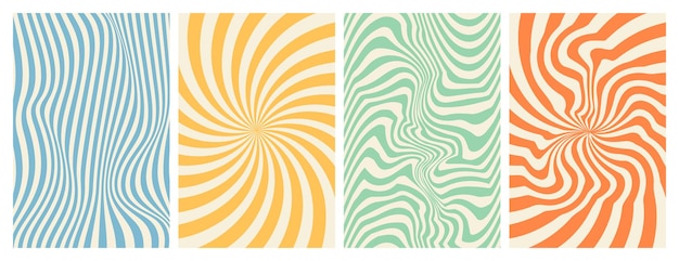 Groovy hippie 70s backgrounds Waves swirl twirl pattern in trendy retro psychedelic style