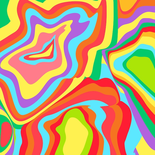 Groovy melted colorful background with wavy stripes