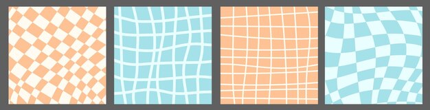 Vector groovy set with checker and grid backgrounds