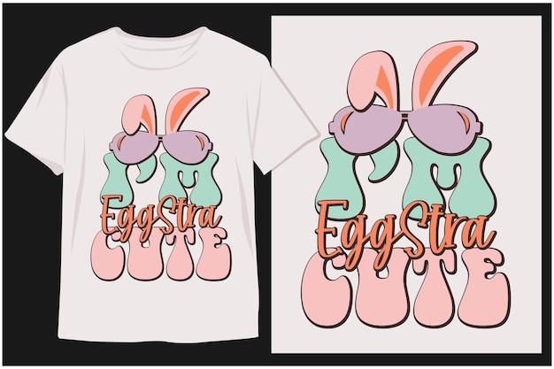 Vector groovy style easter day t-shirt design. retro t-shirt design. easter day t-shirt design vector