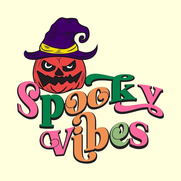 Groovy style Spooky Vibes retro halloween t shirt illustration,vintage t shirt design