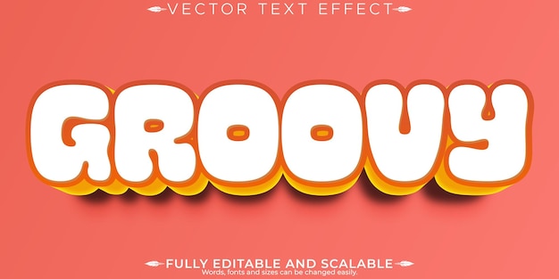 Groovy text effect editable vintage and retro text style