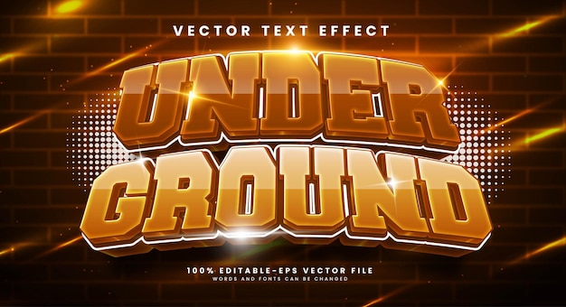 Under ground 3d editable vector text effect with big strong concept