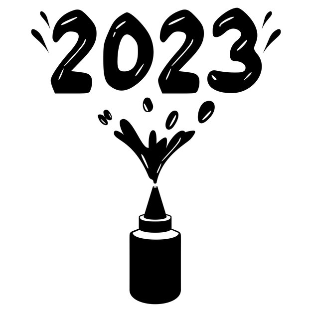 Ground based Sparklers Splashing 2023 concept Twenty Twenty three vector Happy New Year 2023 HNY