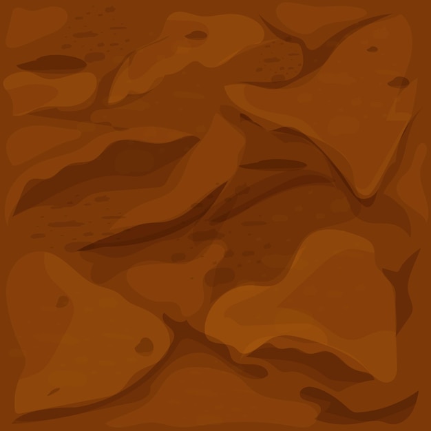 Vector ground texture soil top view in cartoon style seamless game interface background brown earth