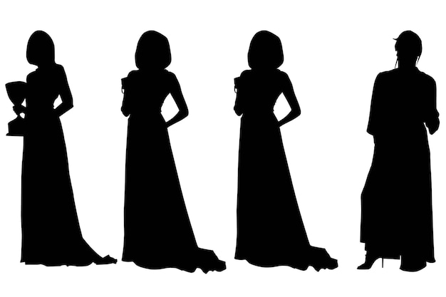 Group of Business Silhouettes with white background