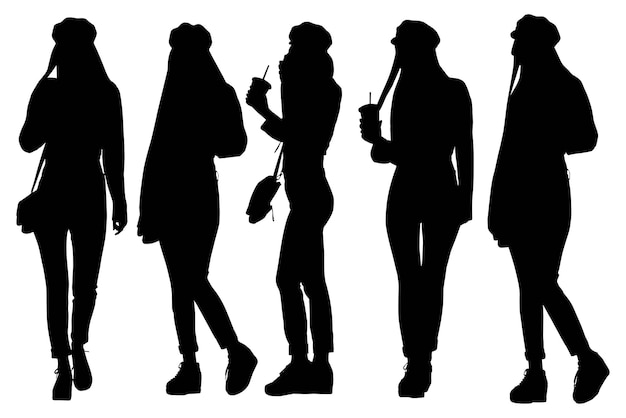 Group of Business Silhouettes with white background