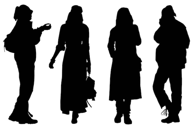 Group of Business Silhouettes with white background