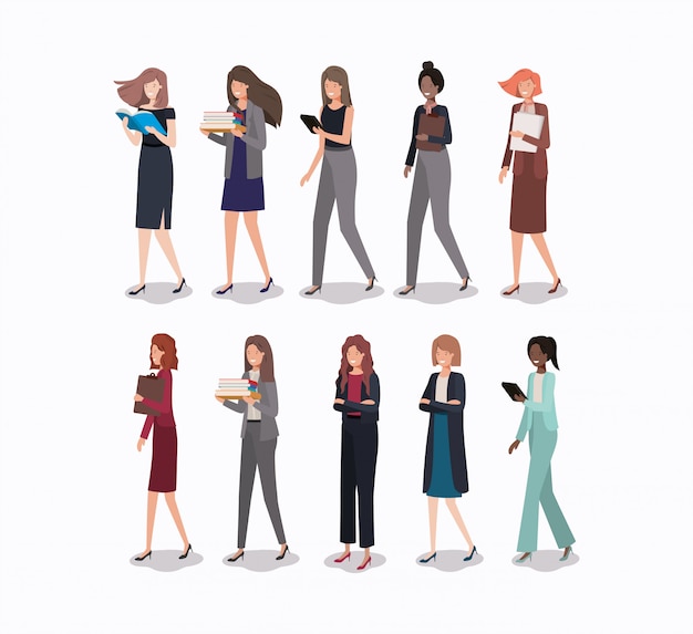 group of businesswomen characters