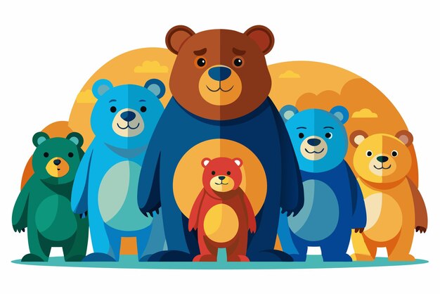 Vector a group of cartoon bears standing together