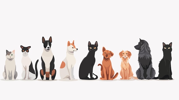 Vector a group of cats and dogs sitting on a floor