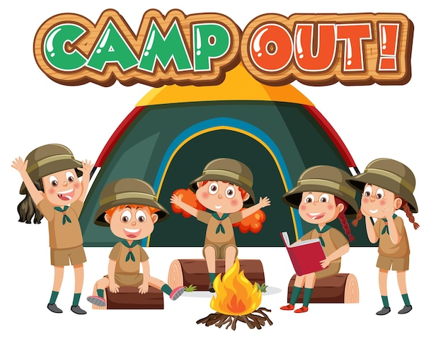 Group of children camping out