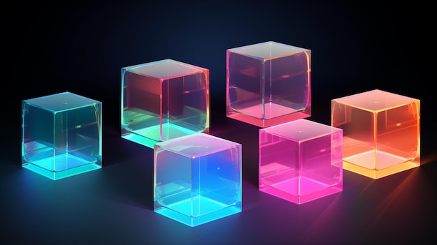 a group of cubes with different colors and colors