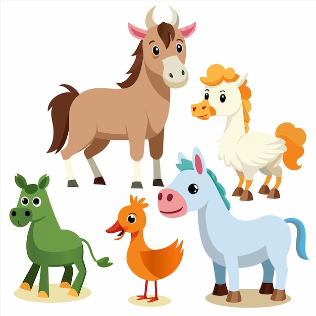 a group of different animals including horses horses and horses