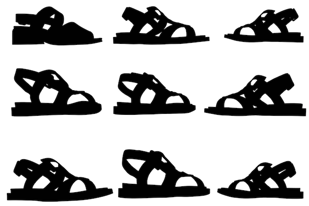 Group of Different type Shoes Silhouettes