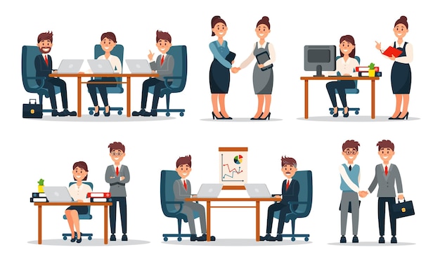 Group of diverse working people vector illustrated set