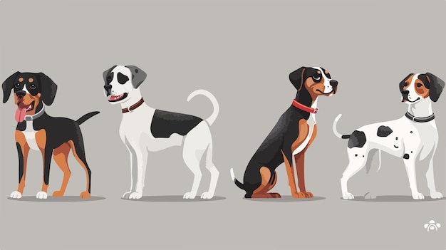 Vector a group of dogs are standing together one of which is a dog with a collar