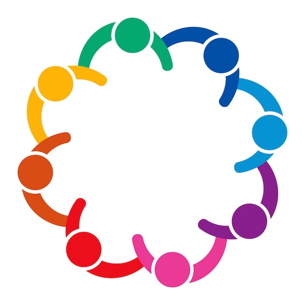 Group of eight people logo in a circlePersons teamwork