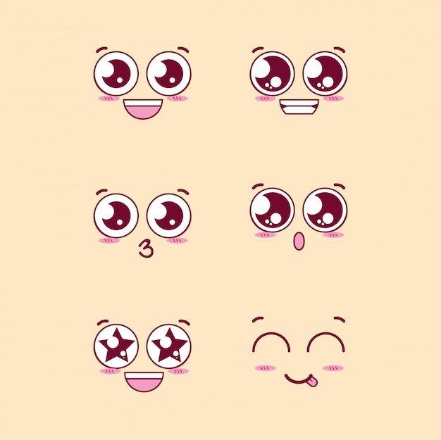 Group of faces emoticons characters