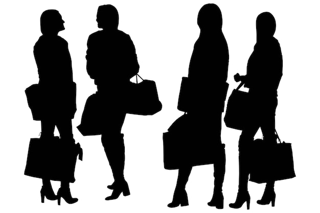 Group of the Fashion Business Silhouette Woman