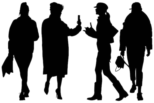 Group of Fashion Model Business Girls Silhouettes