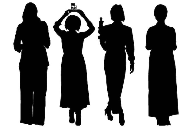 Group of Fashion Model Business Girls Silhouettes