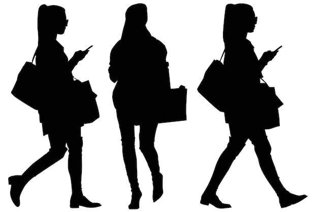 Group of Fashion Model Business Grils Silhouettes