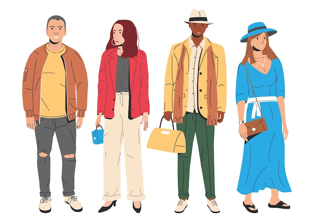 Vector group of fashion people characters