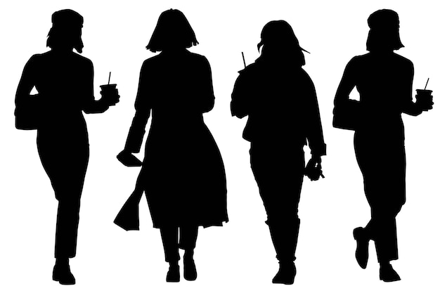 Group of the Fashionable Business silhouette Girls