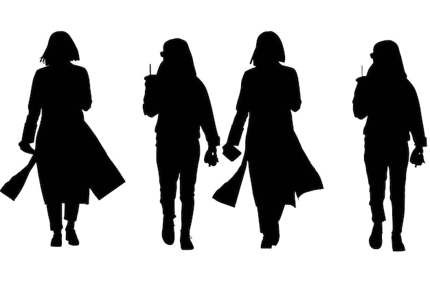 Group of the Fashionable Business silhouette Girls