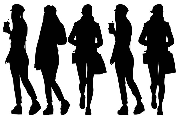 Group of the Fashionable Business silhouette Girls