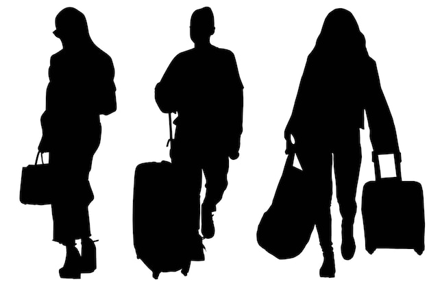 Group of Fashionable Shopping Bag with Silhouette Girls