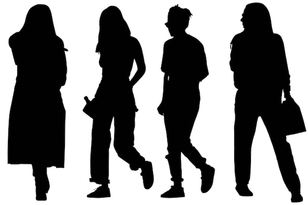 Group of Fashionable Shopping Silhouette Girls