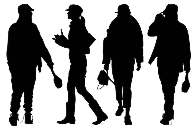 Group of the Fashionable silhouette Girls with Bag