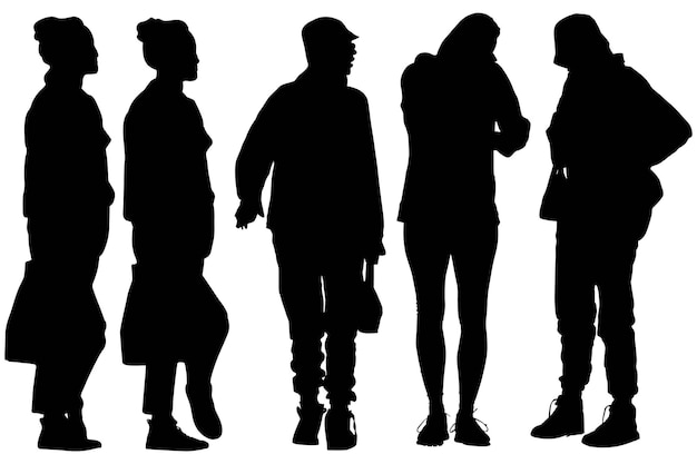 Group of fashionable silhouette girls with the bag