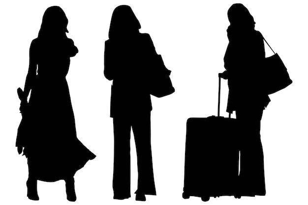 Group of the Fashionable silhouette Girls with Bag