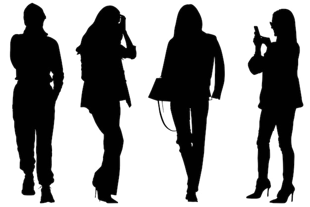 Group of the Fashionable silhouette Girls with Bag