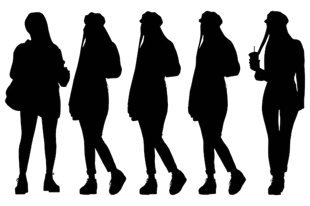 Group of Fashionable Silhouette Girls