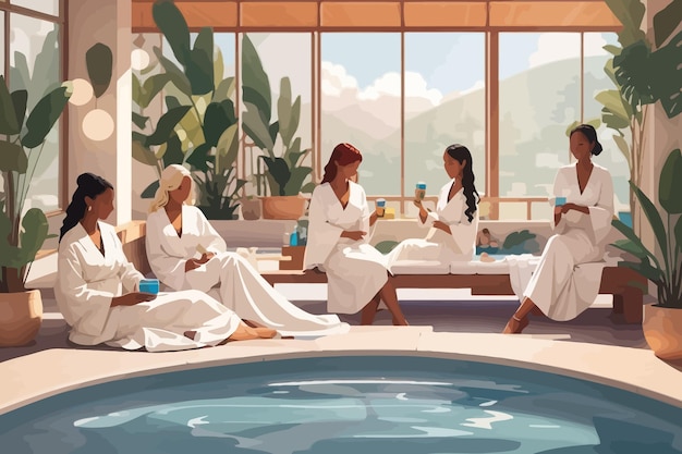 A group of female friends enjoying a relaxing spa