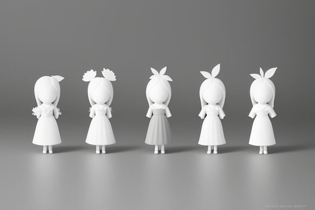 a group of figurines of people with the number 3 on their back are standing in a row