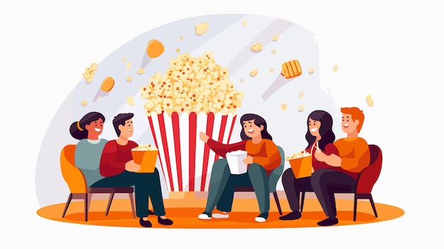 Group of Friends Enjoying Movie Night in Cinema