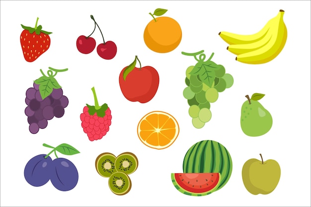 A group of fruits with the word " fruit " on the bottom.